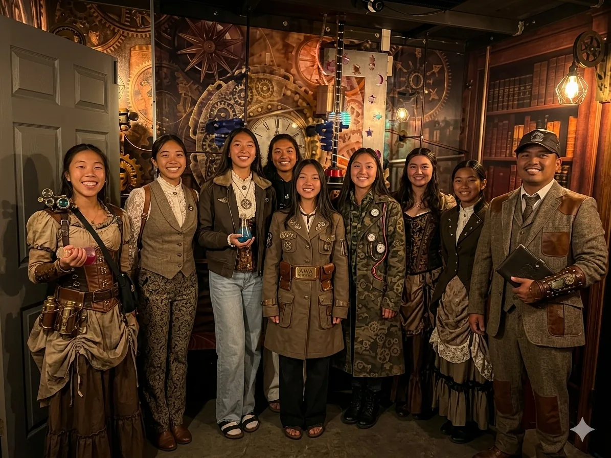 The same group transformed into clockwork adventure characters by RoleShot